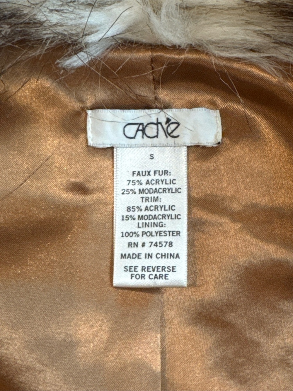 Cache Brown Vest with Cream Faux Fur Trim - Picture 4 of 7